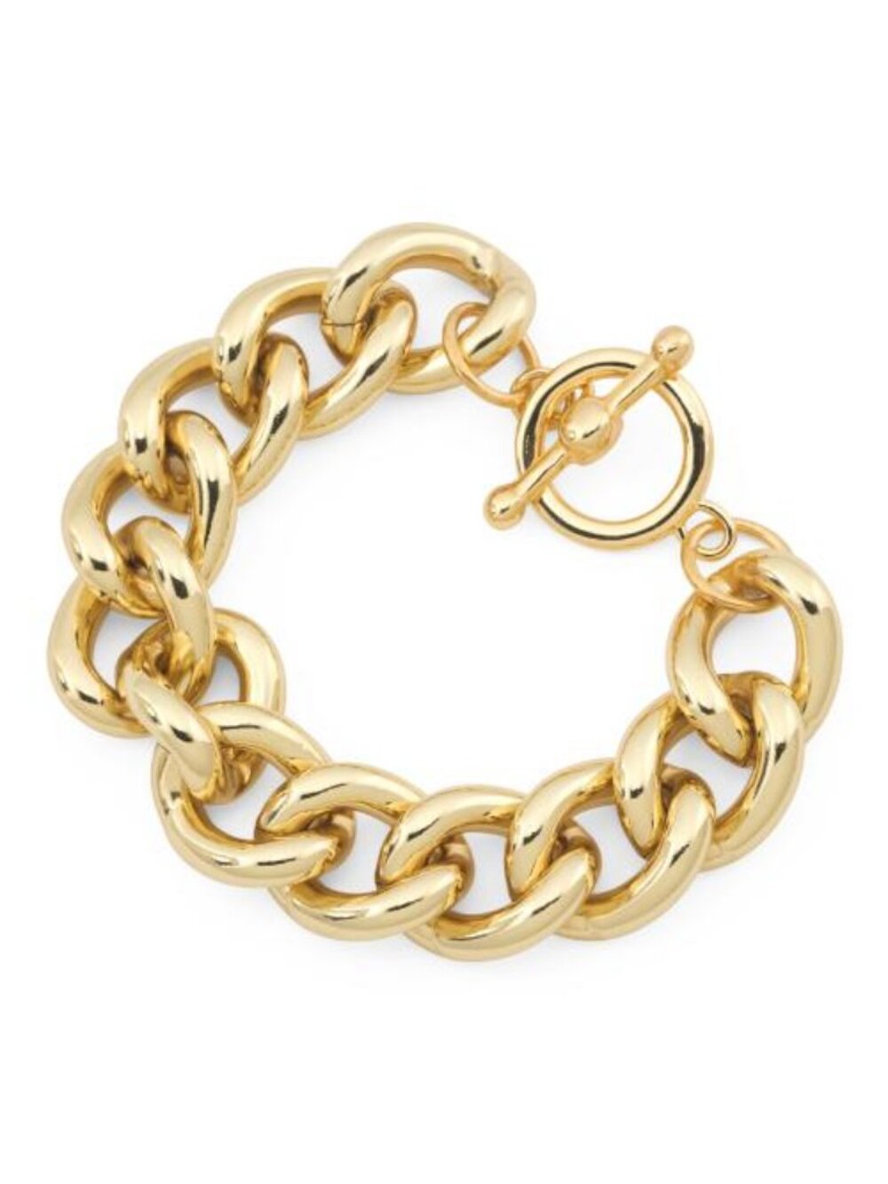 KENNETH JAY LANE Polished Gold Chain Toggle Bracelet